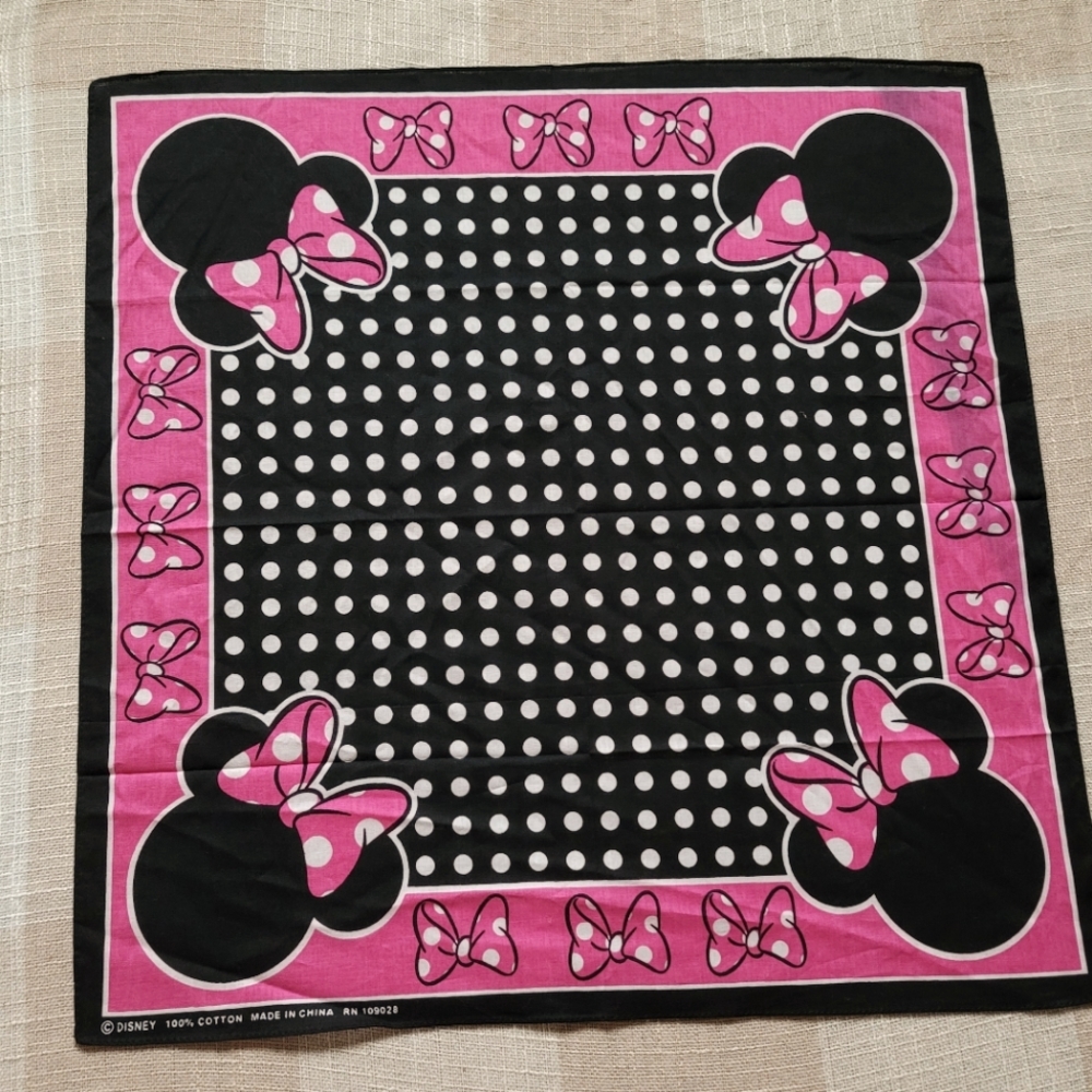 Vintage Kidcore Girky Femi Coquette Pin Up Disney Pink Minnie Mouse Bandana